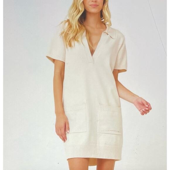 Show Me Your MuMu Dresses & Skirts - Show Me Your Mumu Women's Dexter Dress Sweater Polo Stretch Cream Large